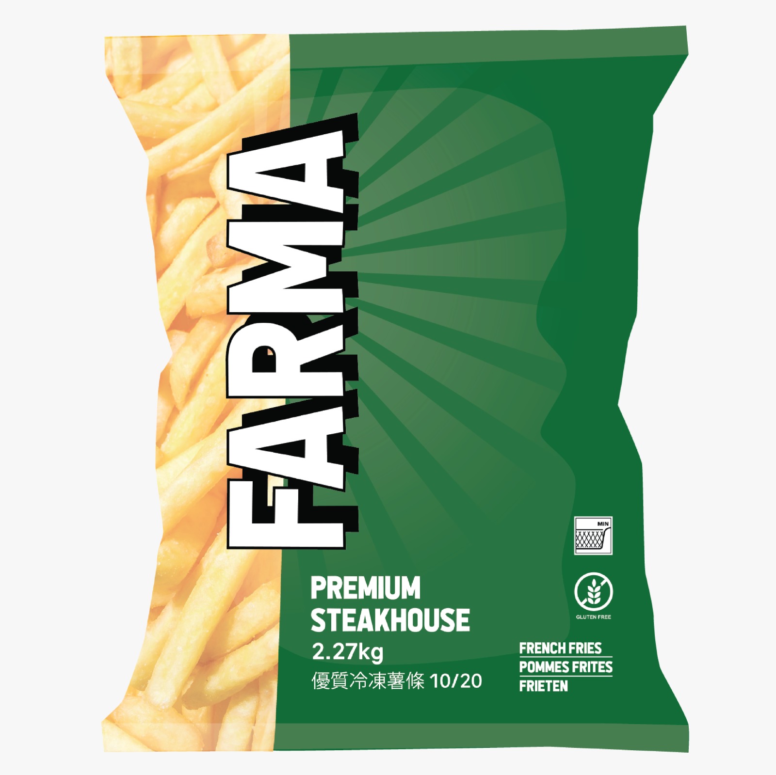 BOX-PREMIUM STEAKHOUSE CHIPS 10/20 FARMA -4x2.27kg-(GREEN BOX)