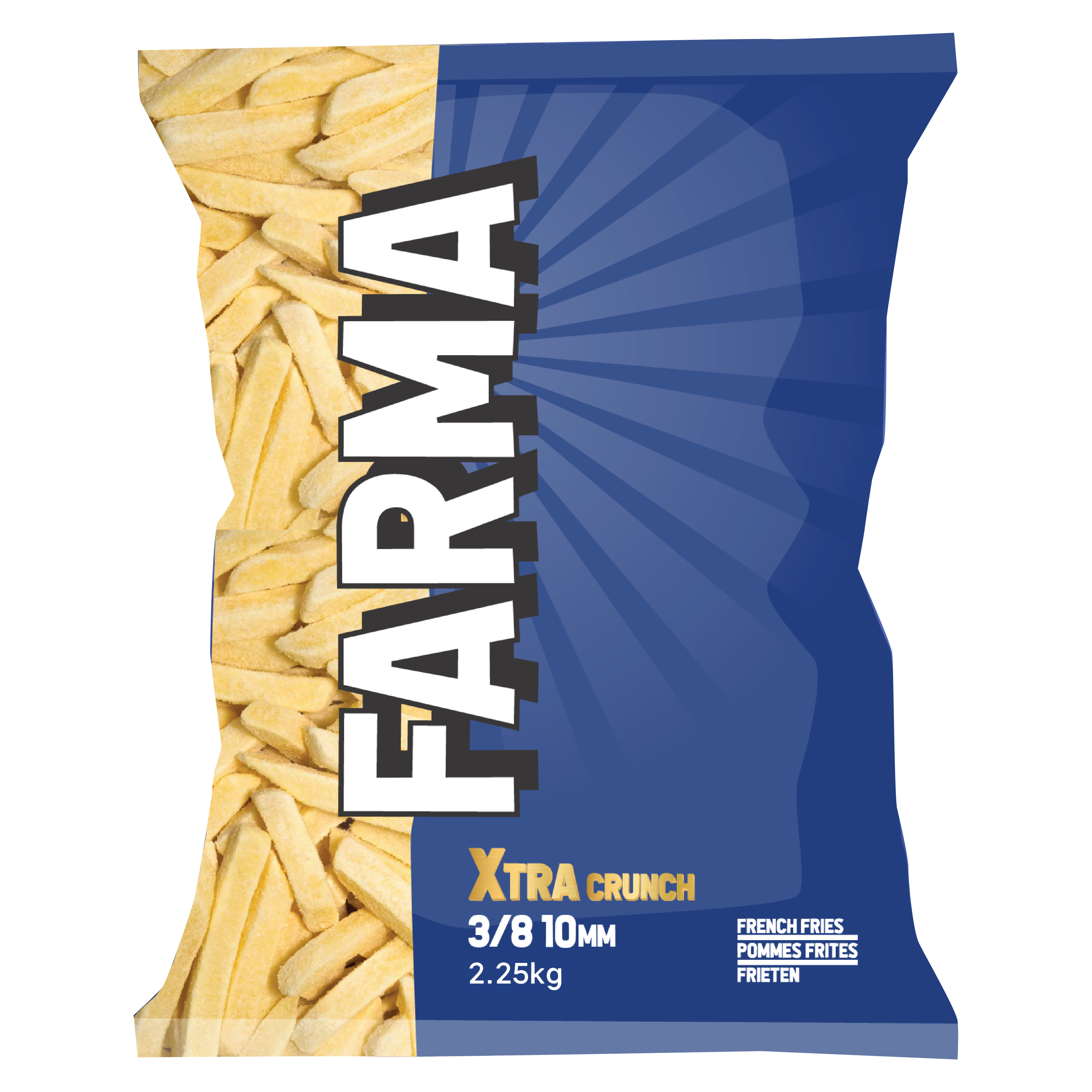 BOX-3/8-FARMA-XTRA CRUNCHY PREMIUM FRIES-(4x2.25kg)-BLUE BOX