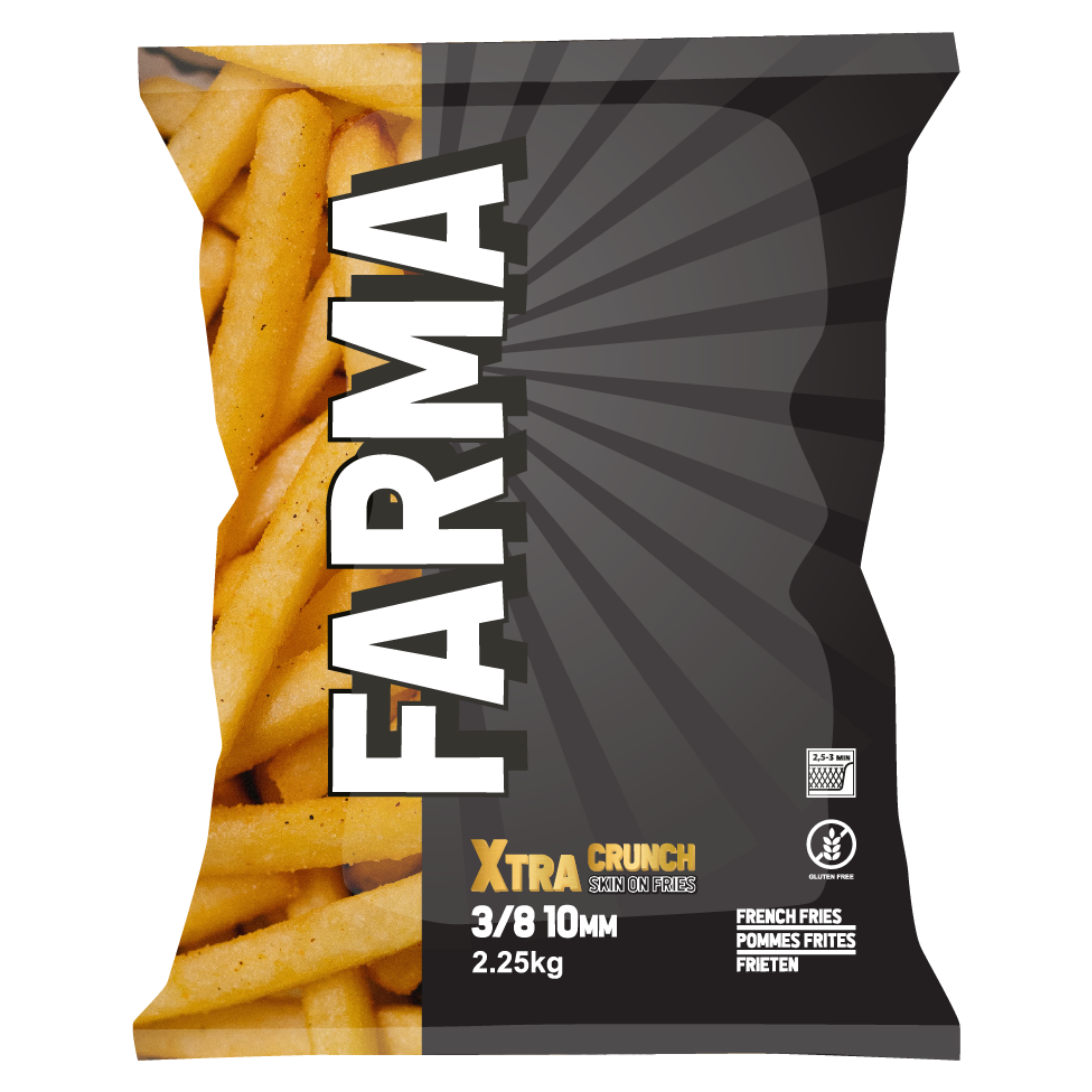 BOX-SKIN ON FARMA COATED PREMIUM XTRA CRUNCH-3/8-4x2.25kg-BLK BOX