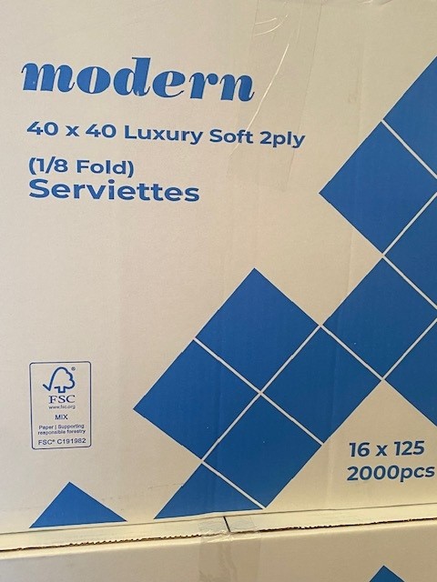 BOX-MODERN LUXURY 2 PLY SERVIETTE-40x40CM-1/8 FOLD