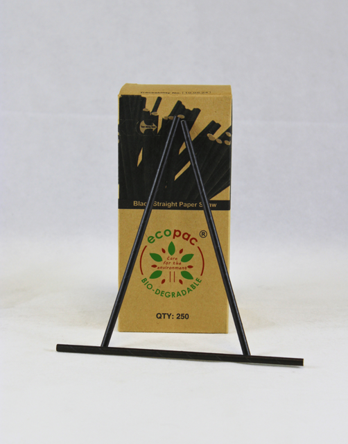 BOX-BLACK STRAIGHT PAPER STRAWS-200mm x 6mm-20x250